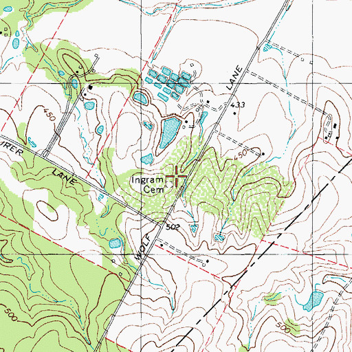 Topographic Map of Ingram Cemetery, TX
