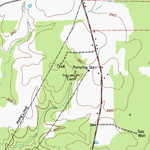 Topographic Map of Ingram Cemetery, TX