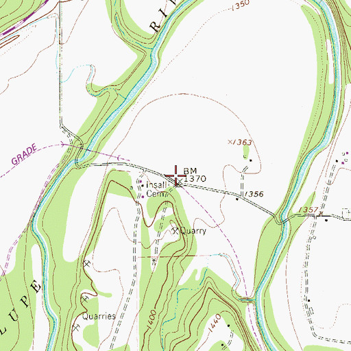 Topographic Map of Insall Cemetery, TX