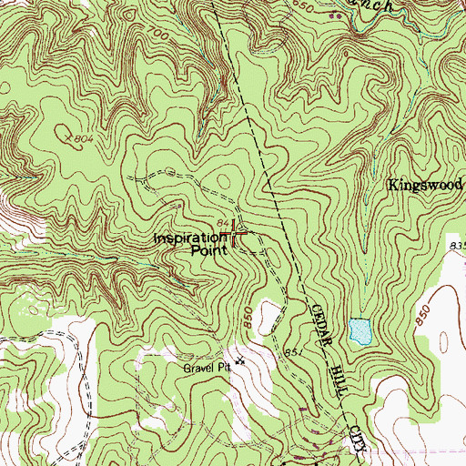 Topographic Map of Inspiration Point, TX