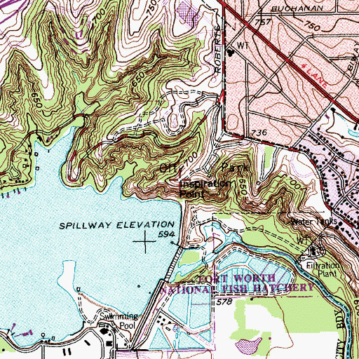 Topographic Map of Inspiration Point, TX