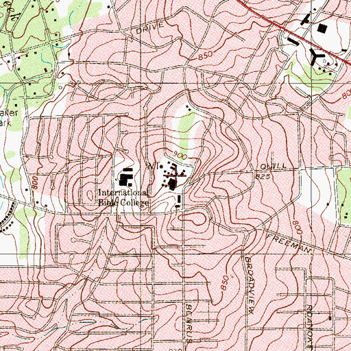 Topographic Map of International Bible College, TX