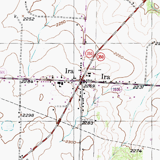 Topographic Map of Ira, TX