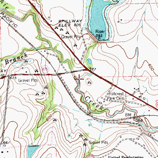 Topographic Map of Irving Branch, TX