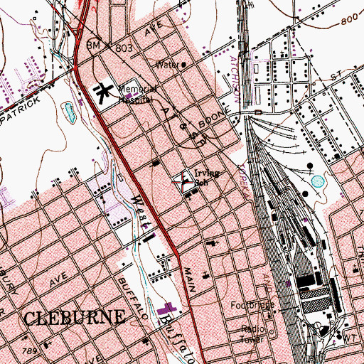 Topographic Map of Irving School, TX