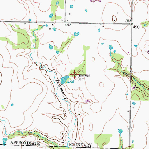 Topographic Map of Ishmeal Cemetery, TX