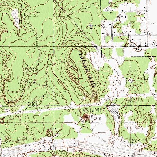 Topographic Map of Italian Hill, TX