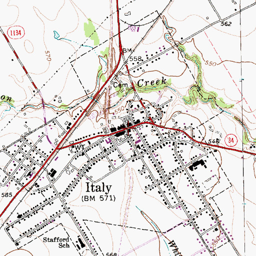 Topographic Map of Italy, TX