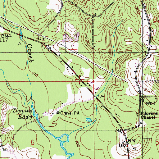 Topographic Map of Pilgrims Church (historical), AL