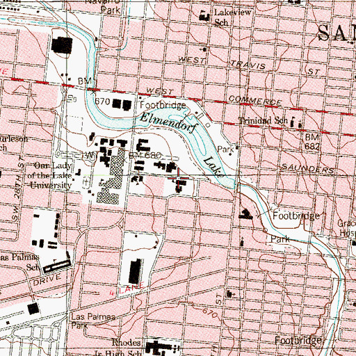 Topographic Map of Ivanhoe School, TX