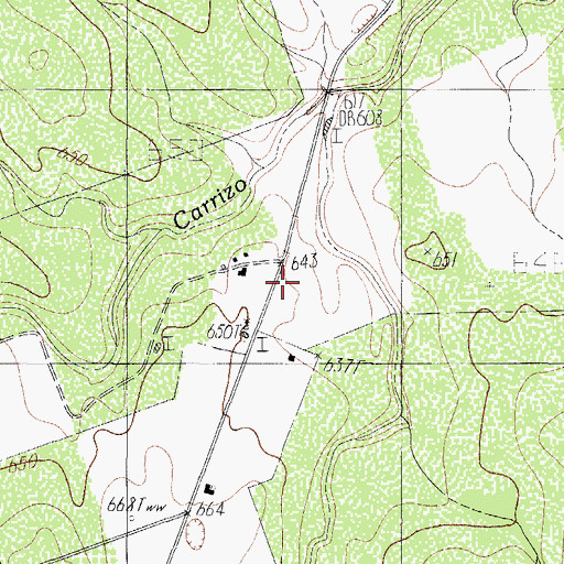 Topographic Map of JC Johnson, TX