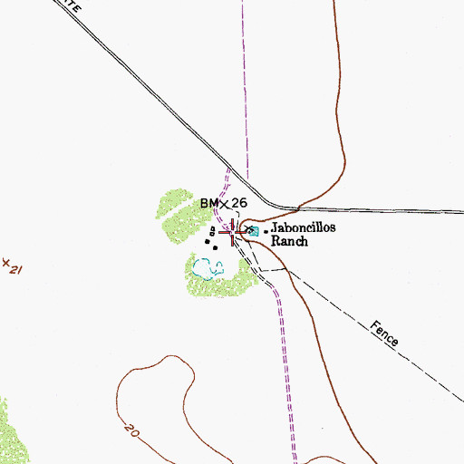 Topographic Map of Jaboncillos Ranch, TX
