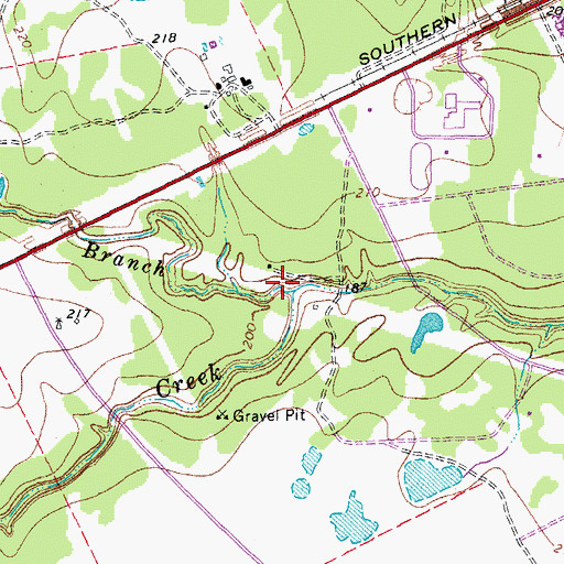 Topographic Map of Jack Branch, TX