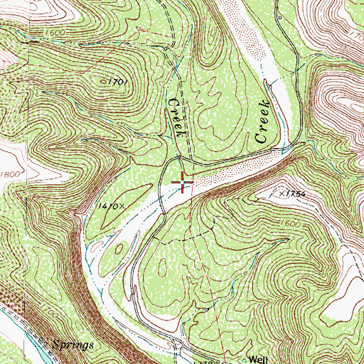 Topographic Map of Jack Creek, TX