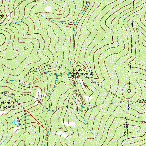 Topographic Map of Jack Windmill, TX