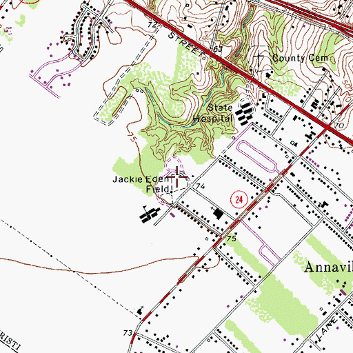 Topographic Map of Jackie Eden Field, TX