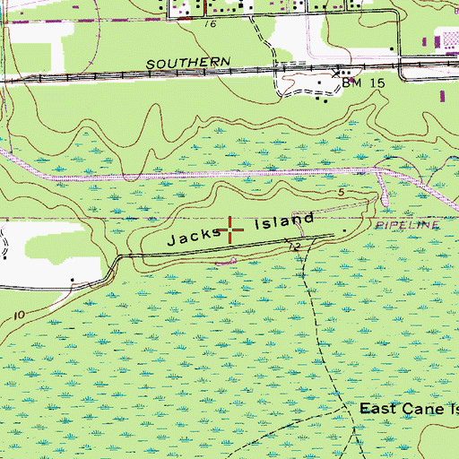 Topographic Map of Jacks Island, TX