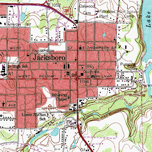 Topographic Map of Jacksboro, TX
