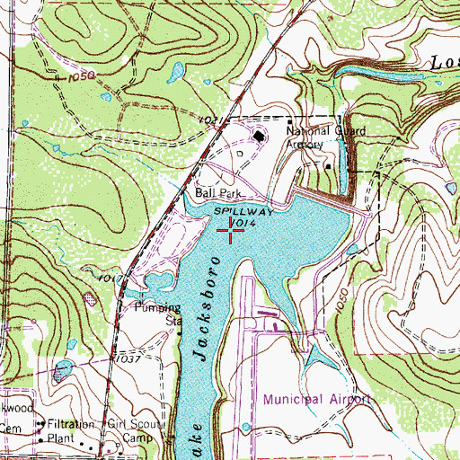 Topographic Map of Lake Jacksboro, TX