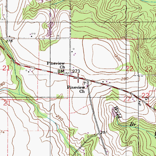 Topographic Map of Pineview School, AL