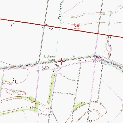 Topographic Map of Jackson Cemetery, TX