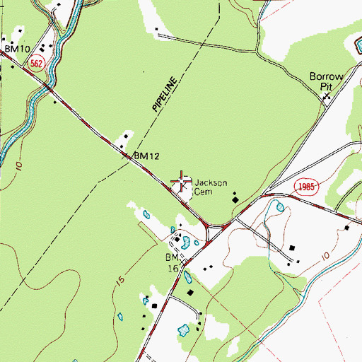 Topographic Map of Jackson Cemetery, TX