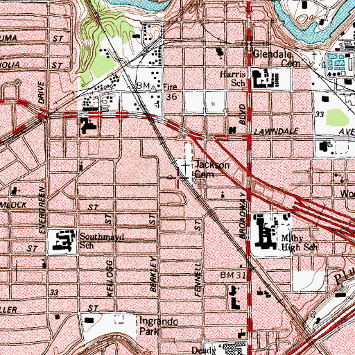 Topographic Map of Jackson Cemetery, TX
