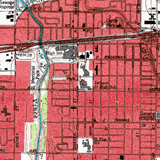 Topographic Map of Jackson Junior High School, TX