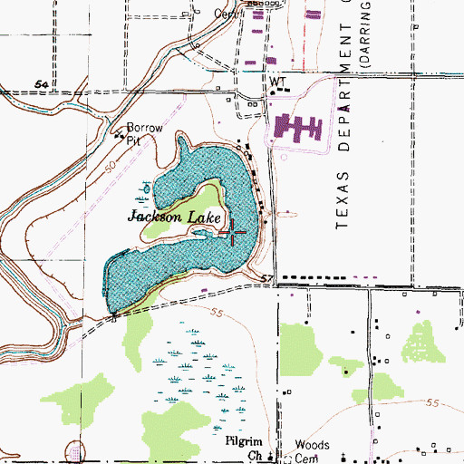 Topographic Map of Jackson Lake, TX