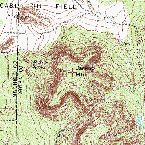 Topographic Map of Jackson Mountain, TX