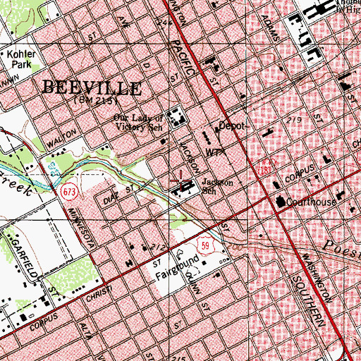 Topographic Map of Jackson School, TX