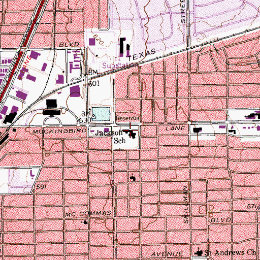 Topographic Map of Jackson School, TX