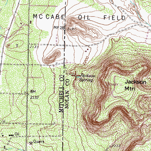 Topographic Map of Jackson Spring, TX