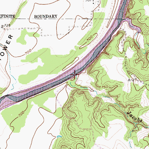 Topographic Map of Jacobs Branch, TX