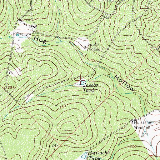 Topographic Map of Jacobs Tank, TX