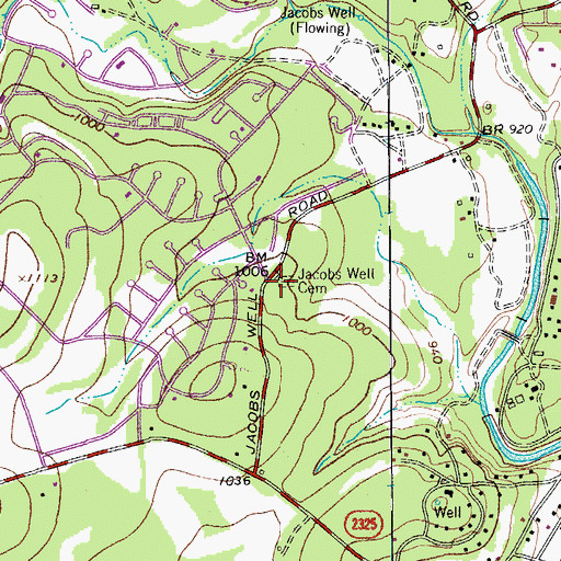 Topographic Map of Jacobs Well Cemetery, TX