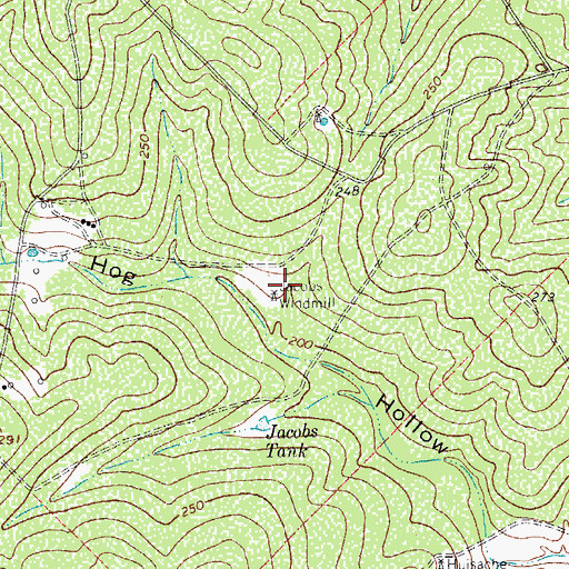 Topographic Map of Jacobs Windmill, TX
