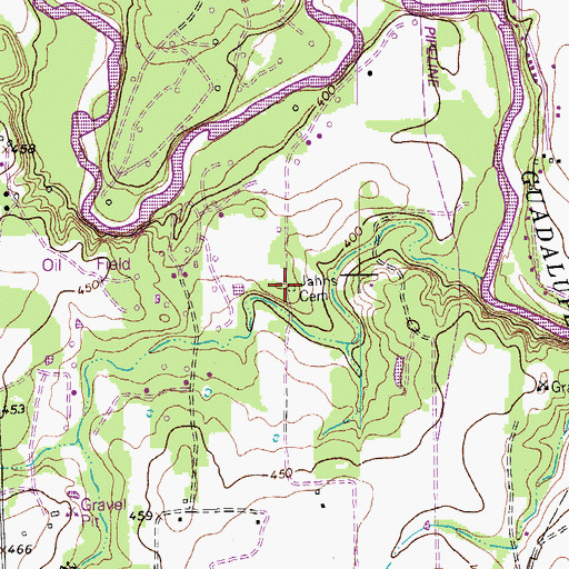 Topographic Map of Jahns Cemetery, TX