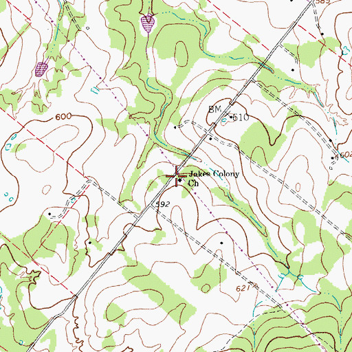 Topographic Map of Jakes Colony Church, TX