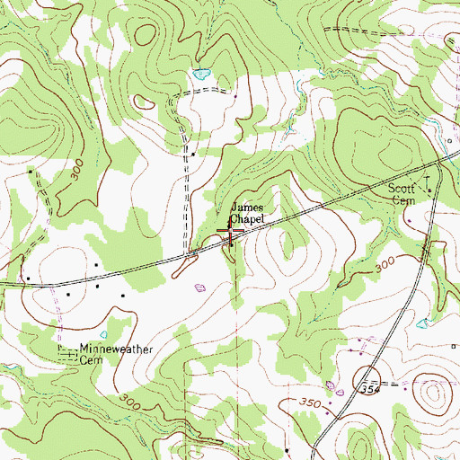 Topographic Map of James Chapel, TX