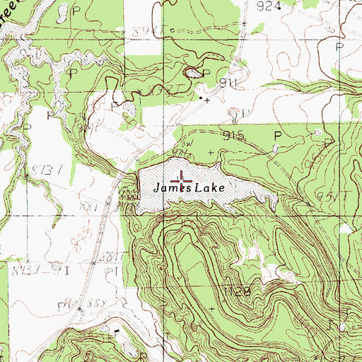 Topographic Map of James Lake, TX