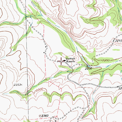 Topographic Map of James Ranch, TX
