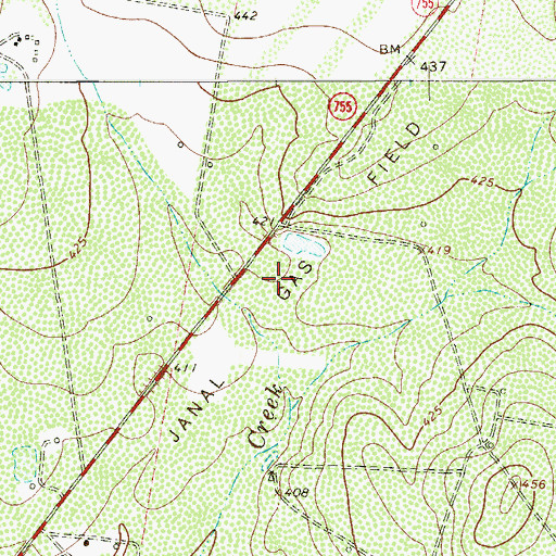 Topographic Map of Janal Gas Field, TX
