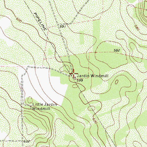 Topographic Map of Jardin Windmill, TX