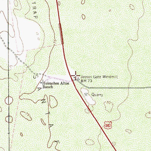 Topographic Map of Jassos Gate Windmill, TX