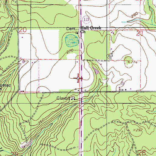Topographic Map of Red Oak Church, AL