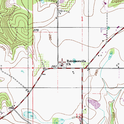 Topographic Map of Robinsonville Church Cemetery, AL