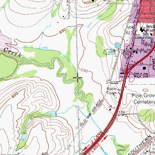 Topographic Map of Jeans Creek, TX