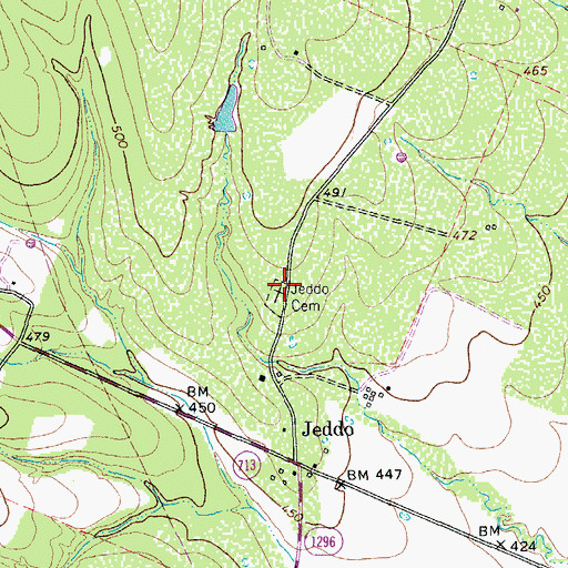 Topographic Map of Jeddo Cemetery, TX
