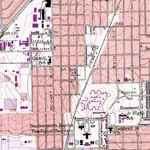 Topographic Map of Jeff Davis Park, TX